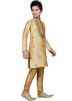 Readymade Beige Art Silk Kids Kurta Pajama