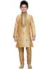 Readymade Beige Art Silk Kids Kurta Pajama