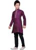 Readymade Purple Brocade Kids Kurta Pajama