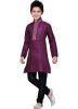 Readymade Purple Brocade Kids Kurta Pajama