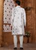 Off White Floral Print Indo Western Sherwani