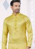 Yellow Men Woven Kurta Pajama