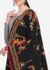 Black Cotton Dupatta With Thread Embroidery