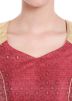 Maroon Readymade Woven Brocade Blouse