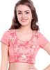 Pink Embroidered Readymade Blouse