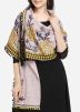 Grey Floral Embroidered Dupatta In Cotton