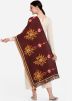 Maroon Laced Casual Dupatta In Cotton 