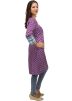 Purple and White Cotton Readymade Kurti