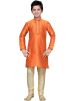 Readymade Orange Art Silk Kids Kurta Pajama