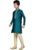 Readymade Deep Teal Art Silk Kids Kurta Pajama