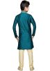 Readymade Deep Teal Art Silk Kids Kurta Pajama