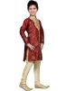 Readymade Maroon Art Silk Kids Kurta Pajama