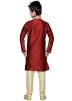 Readymade Maroon Art Silk Kids Kurta Pajama