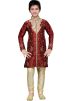 Readymade Maroon Art Silk Kids Kurta Pajama