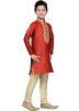 Readymade Red Art Silk Kids Kurta Pajama