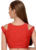 Red Dupion Silk Cold Shoulder Blouse