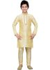 Readymade Gold Art Silk Kids Kurta Pajama