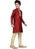 Readymade Maroon Art Silk Kids Kurta Pajama