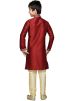 Readymade Maroon Art Silk Kids Kurta Pajama