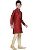 Readymade Maroon Art Silk Kids Kurta Pajama