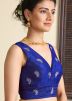 Readymade Blue Embroidered Dupion Silk Blouse