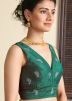 Green Embroidered Dupion Silk Readymade Blouse