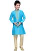 Readymade Turquoise Art Silk Kids Kurta Pajama