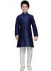 Readymade Dark Blue Art Silk Kids Kurta Pajama