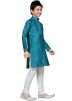 Readymade Teal Blue Art Silk Kids Kurta Pajama