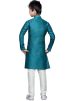 Readymade Teal Blue Art Silk Kids Kurta Pajama