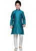 Readymade Teal Blue Art Silk Kids Kurta Pajama