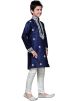 Readymade Navy Blue Art Silk Kids Kurta Pajama