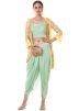 Indo Western Dress: Buy Readymade Green Top Dhoti Pant Set With Jacket