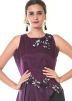 Readymade Purple Peplum Top With Dhoti Skirt