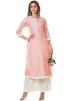 Readymade Pink Chanderi Long Kurta With Palazzo