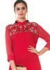 Readymade Red Georgette Long Kurta With Dhoti Pant