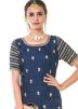 Readymade Navy Blue Long Kurta With Sharara