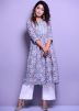 Pastel Blue Readymade Printed Cotton Kurta Set