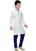 Readymade White Art Silk Kids Kurta Pajama