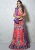 Peach Net Lehenga Choli With Dupatta