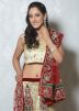 Cream Net Lehenga Choli With Dupatta