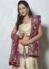 Cream Net Lehenga Choli With Dupatta