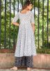 Readymade White Block Print Kurta With Palazzo