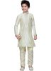 Readymade Cream Art Silk Kids Kurta Pajama