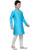 Readymade Turquoise Art Silk Kids Kurta Pajama