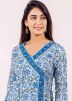 Readymade Block Printed Blue Kurta Pant Set