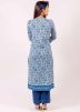 Readymade Block Printed Blue Kurta Pant Set