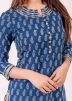 Blue Straight Cut Block Printed Kurta Pant Set