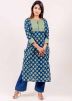 Readymade Blue Block Printed Top Bottom Set