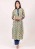 Multicolor Block Printed Readymade Kurta Pant Set